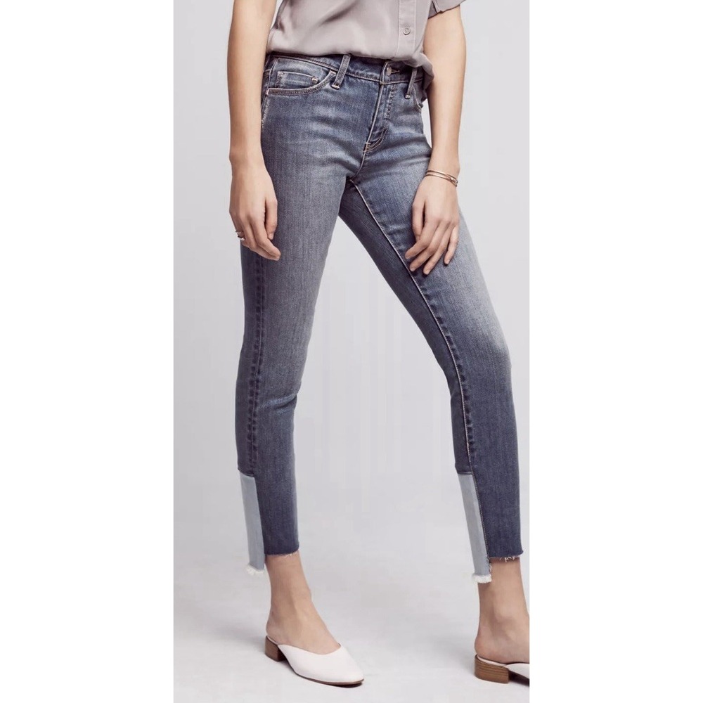 Pilcro and the Letterpress Script Jeans Women 27 Mid Rise High Low Skinny EUC‎